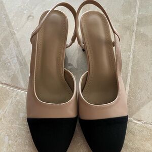 Slingback Heels Black & Tan